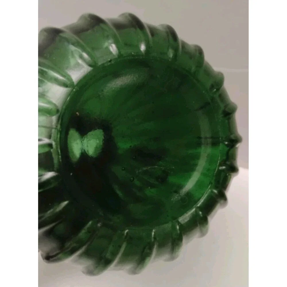 Vintage Empoli Italian Green Glass Onion Genie Bottle Decanter Vase No Stopper